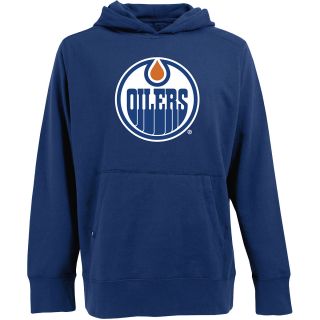 Antigua Mens Edmonton Oilers Signature Hood Applique Pullover Sweatshirt  