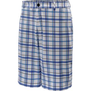 adidas Mens ClimaLite Fashion Plaid Golf Shorts   Size 38, White/blueberry