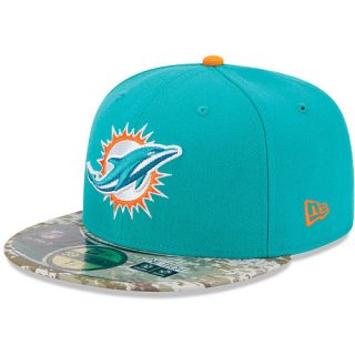 NEW ERA Mens Miami Dolphins Salute To Service Camo 59FIFTY Fitted Cap   Size
