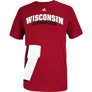 adidas Mens Wisconsin Badgers Getting Big Short Sleeve T Shirt   Size Medium,