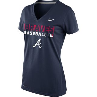 NIKE Womens Atlanta Braves Team Issue Performance Legend Logo V Neck T Shirt  