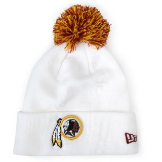 NEW ERA Mens Washington Redskins Logo White Cuff Pom Knit Hat, Cardinal