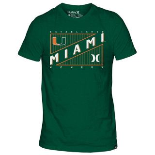 HURLEY Mens Miami Hurricanes Premium Crew T Shirt   Size Large, Green