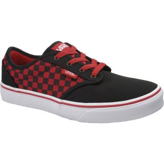 VANS Boys Atwood Checkers Low Skate Shoes   Size 7, Black/red