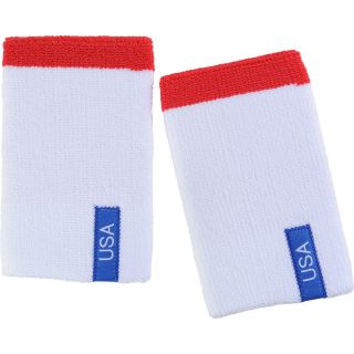 NIKE USA Premier 2.0 Double Wide Wristbands   2 Pack, White/red/blue