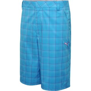 PUMA Mens Tech Plaid Bermuda Golf Shorts   Size 30, Blue Atoll
