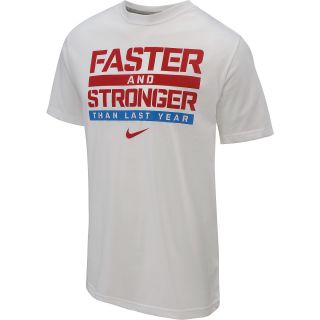 NIKE Mens Faster And Stronger Short Sleeve T Shirt   Size Xl, White/red