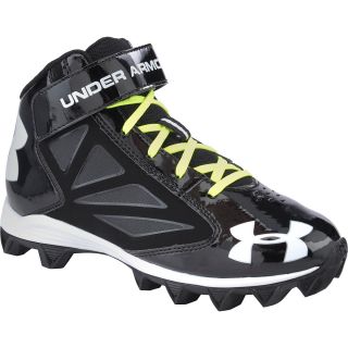 UNDER ARMOUR Boys Crusher Mid Football Cleats   Size 3, Black/black/white
