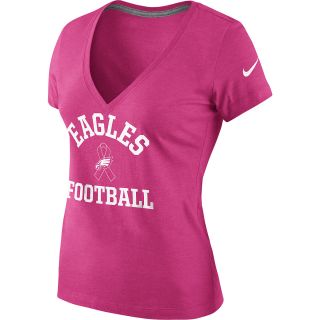 NIKE Womens Philadelphia Eagles Breast Cancer Awareness V Neck T Shirt   Size
