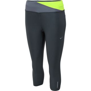NIKE Womens Twisty Cropped Running Capris   Size Xl, Anthracite/volt