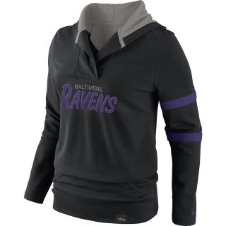 NIKE Womens Baltimore Ravens Play Action Hooded Top   Size Large, Black/orchid