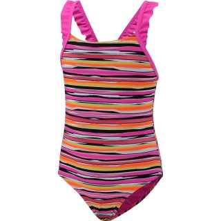 LAGUNA Girls Lucky Stripe One Piece Swimsuit   Size 6x, Pink