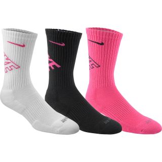 NIKE Boys Graphic Crew Socks   3 Pack   Size XS/Extra Small, Pink/white/black