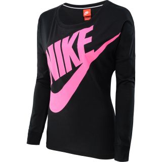 NIKE Womens Signal Long Sleeve T Shirt   Size XS/Extra Small, Black/pink