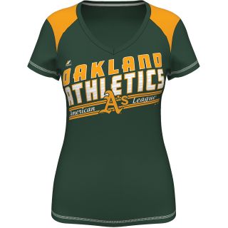 MAJESTIC ATHLETIC Womens Oakland Athletics Superior Speed V Neck T Shirt  
