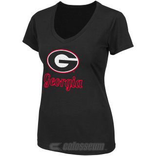 COLOSSEUM Womens Georgia Bulldogs Vegas V Neck T Shirt   Size Large, Black