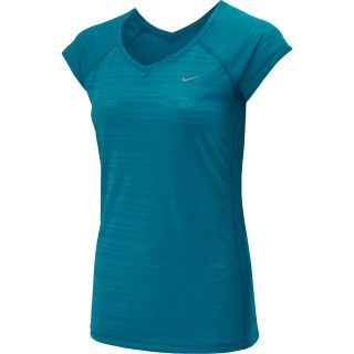 NIKE Womens Breeze Short Sleeve Running T Shirt   Size Xl, Turbo Green/silver