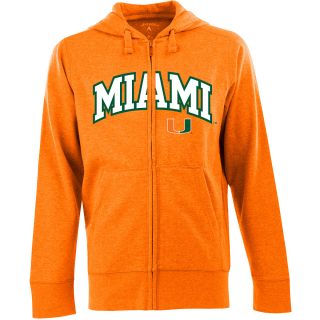 Antigua Mens Miami Hurricanes Full Zip Hooded Applique Sweatshirt   Size