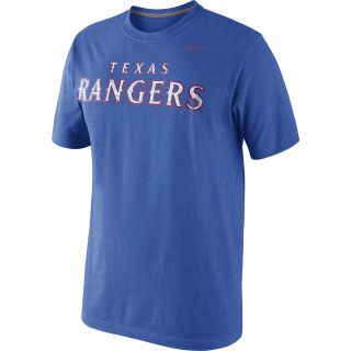 NIKE Mens Texas Rangers Tri Blend Wordmark Logo T Shirt   Size Small, Royal