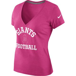 NIKE Womens New York Giants Breast Cancer Awareness V Neck T Shirt   Size