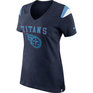 NIKE Womens Tennessee Titans V Neck Fan Top   Size Medium, College Navy/coast