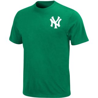 Majestic Mens New York Yankees Official Wordmark Kelly Green Tee   Size Large,