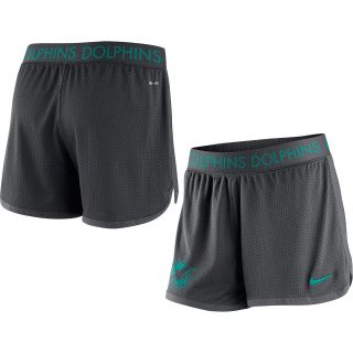 NIKE Womens Miami Dolphins Ultimate Mesh Shorts   Size Xl, Anthracite/green