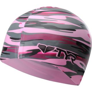 TYR Adult Camo Silicone Swim Cap   Size Reg, Pink