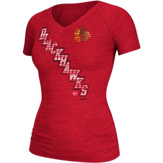 REEBOK Womens Chicago Blackhawks Stepping Up Short Sleeve T Shirt   Size