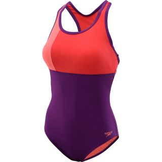 SPEEDO Womens Color Block Thick Strap One Piece Swimsuit   Size 10, Vivid