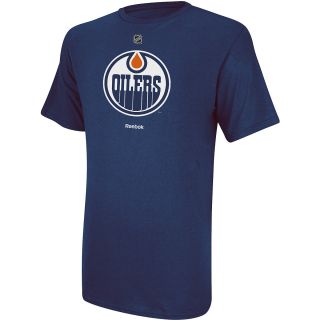 REEBOK Mens Edmonton Oilers Primary Logo Short Sleeve T Shirt   Size Xl, Navy