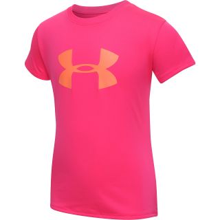 UNDER ARMOUR Girls Big Logo Tech T Shirt   Size Large, Pinkadelic/tangerine