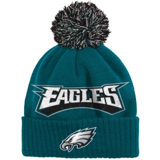 NFL Team Apparel Youth Philadelphia Eagles Ribbed Cuffed Pom Knit Cap   Size
