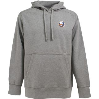 Antigua Mens New York Islanders Signature Hooded Gray Pullover Sweatshirt  
