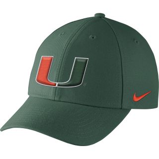 NIKE Mens Miami Hurricanes Dri FIT Wool Classic Adjustable Cap, Green