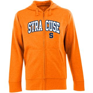 Antigua Mens Syracuse Orange Full Zip Hooded Appliqued Sweatshirt   Size