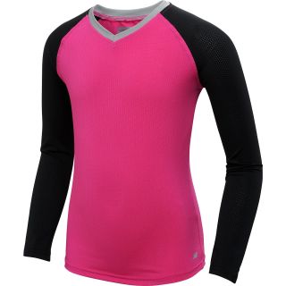 NEW BALANCE Girls Amplify Long Sleeve Shirt   Size Large, Pink/black