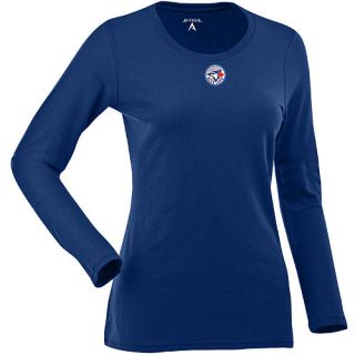 Antigua Womens Toronto Blue Jays Relax LS 100% Cotton Washed Jersey Scoop Neck