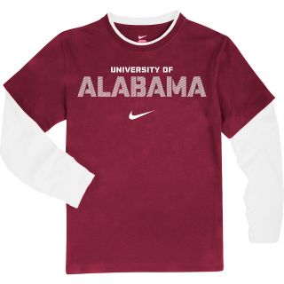 NIKE Youth Alabama Crimson Tide Dri FIT 2 Fer Long Sleeve T Shirt   Size Large,