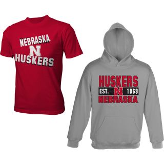 adidas Youth Nebraska Cornhuskers Fleece Hooded Sweatshirt and T Shirt Combo  