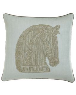 Beaded Linen Horse Pillow