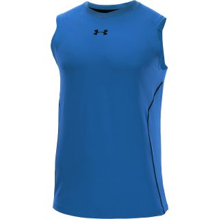 UNDER ARMOUR Mens HeatGear Sonic Fitted Tank   Size 2xl, Electric Blue/black