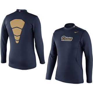 NIKE Mens St. Louis Rams Pro Combat Hyperwarm Dri FIT Long Sleeve Mock 2 Shirt
