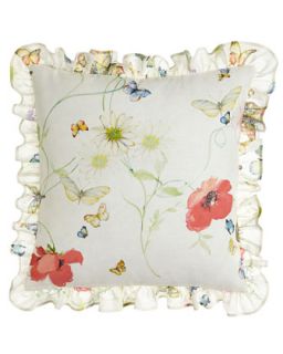 Floral/Butterfly Pillow, 18Sq.