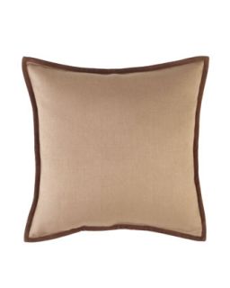 Basketweave Pillow with Suede Piping, 18Sq.