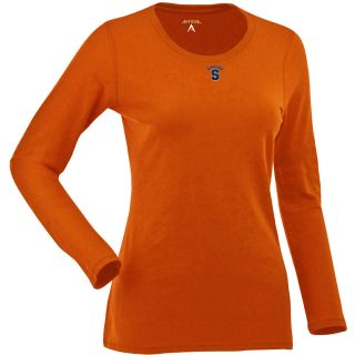 Antigua Womens Syracuse Orange Relax LS 100% Cotton Washed Jersey Scoop Neck