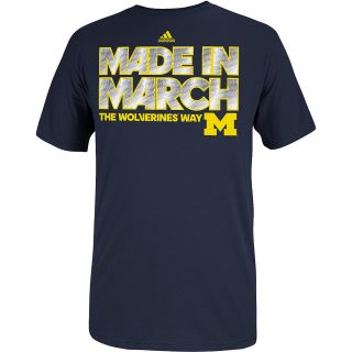 adidas Mens Michigan Wolverines Made In March Short Sleeve T Shirt   Size
