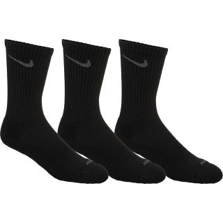 NIKE Mens Dri FIT Cushion Crew Socks   3 Pack   Size Large, Black/grey