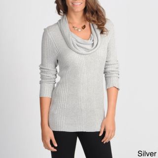 Focus Focus 2000 Womens Metallic Blend Cowl Neck Sweater Silver Size S