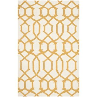 Handwoven Moroccan Dhurrie Ivory Wool Rug With Dense Pile (8 X 10)